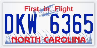 NC license plate DKW6365