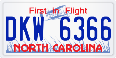 NC license plate DKW6366