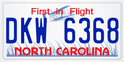NC license plate DKW6368