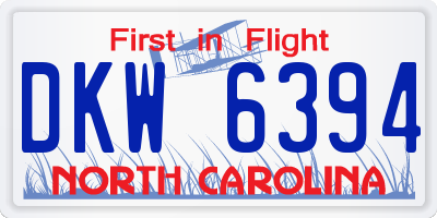 NC license plate DKW6394