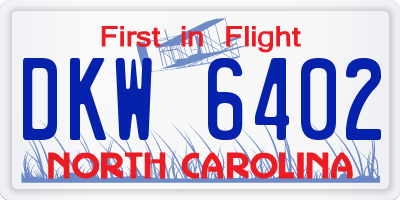 NC license plate DKW6402