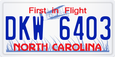 NC license plate DKW6403