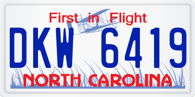 NC license plate DKW6419