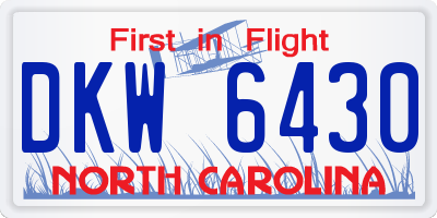 NC license plate DKW6430