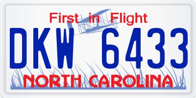 NC license plate DKW6433