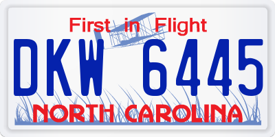 NC license plate DKW6445