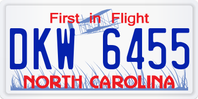NC license plate DKW6455