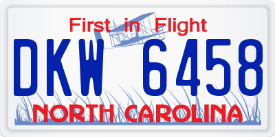 NC license plate DKW6458