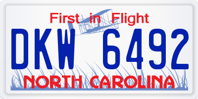 NC license plate DKW6492