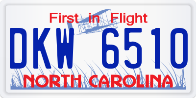 NC license plate DKW6510