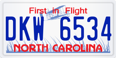 NC license plate DKW6534