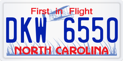 NC license plate DKW6550