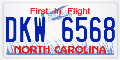 NC license plate DKW6568