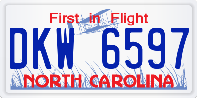 NC license plate DKW6597