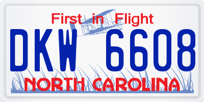 NC license plate DKW6608