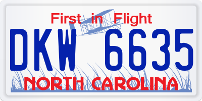 NC license plate DKW6635