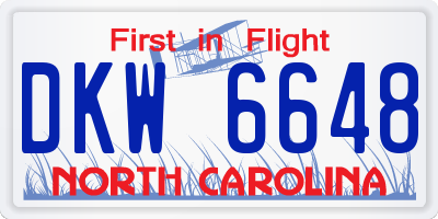 NC license plate DKW6648