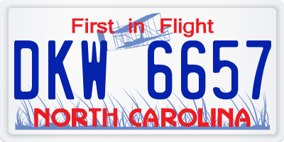 NC license plate DKW6657