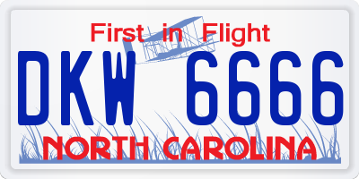 NC license plate DKW6666