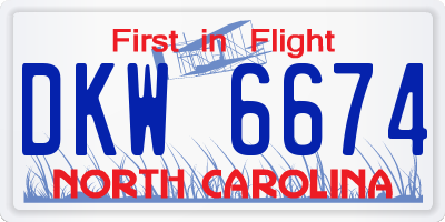 NC license plate DKW6674