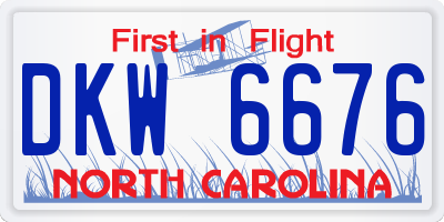 NC license plate DKW6676