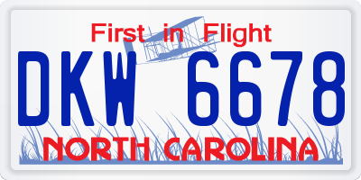 NC license plate DKW6678