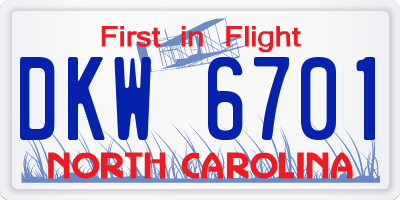 NC license plate DKW6701