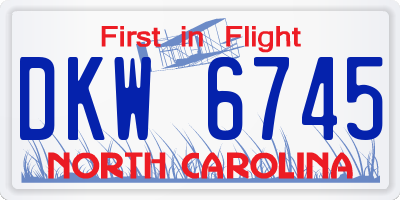 NC license plate DKW6745