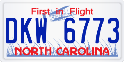 NC license plate DKW6773