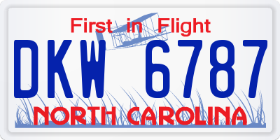 NC license plate DKW6787
