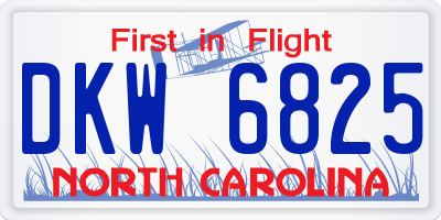 NC license plate DKW6825