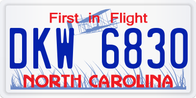 NC license plate DKW6830