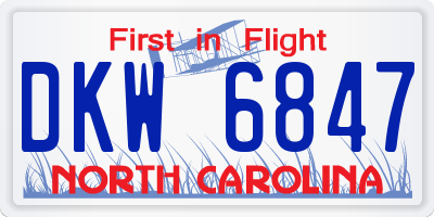 NC license plate DKW6847