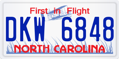 NC license plate DKW6848
