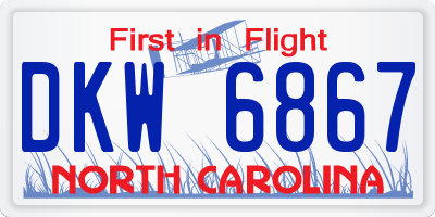 NC license plate DKW6867