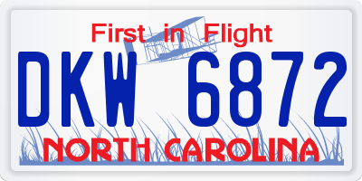 NC license plate DKW6872