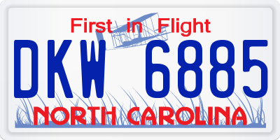 NC license plate DKW6885