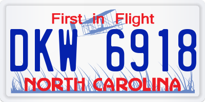 NC license plate DKW6918