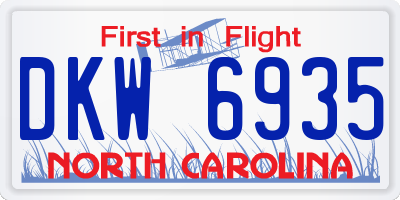 NC license plate DKW6935