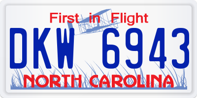 NC license plate DKW6943