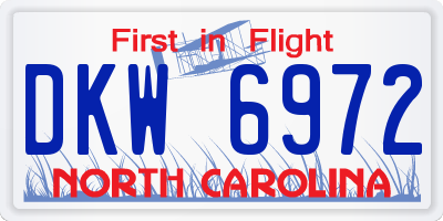 NC license plate DKW6972