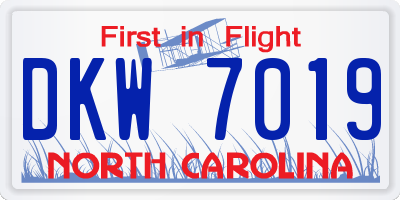 NC license plate DKW7019