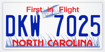 NC license plate DKW7025