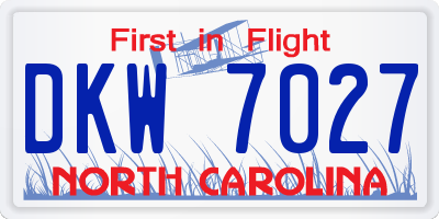 NC license plate DKW7027