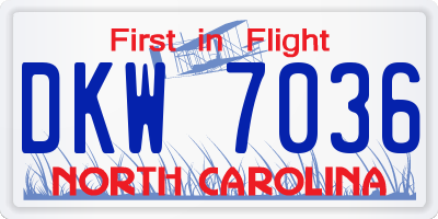NC license plate DKW7036