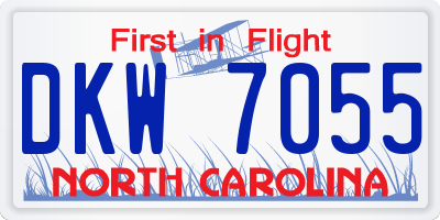 NC license plate DKW7055