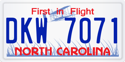 NC license plate DKW7071