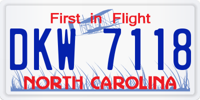 NC license plate DKW7118