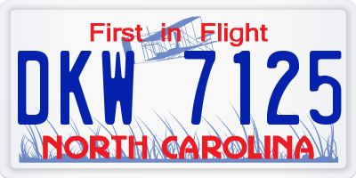 NC license plate DKW7125
