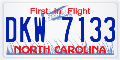 NC license plate DKW7133